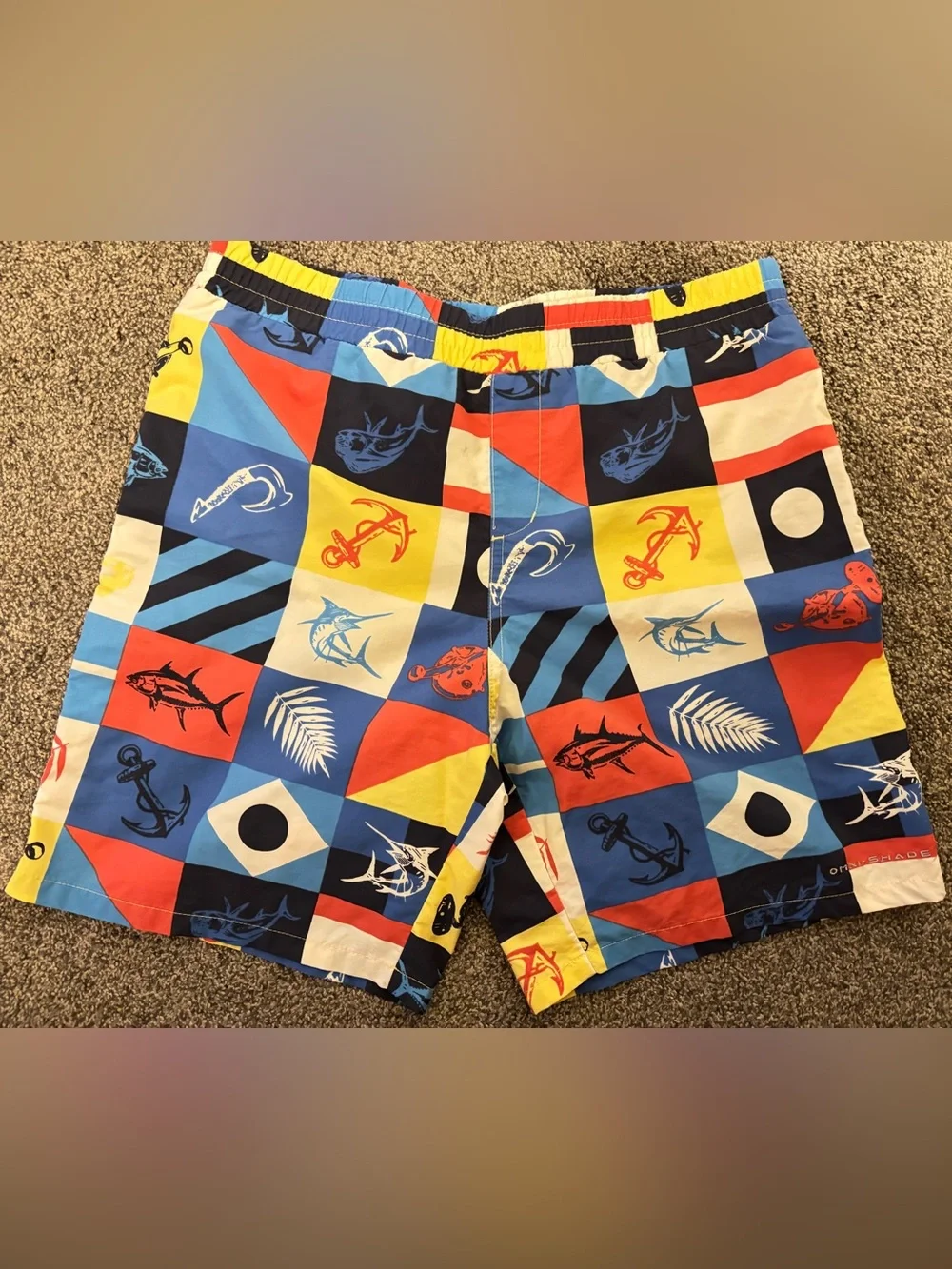 Columbia Colorblock Nautical Print Swim Shorts - Multicolor